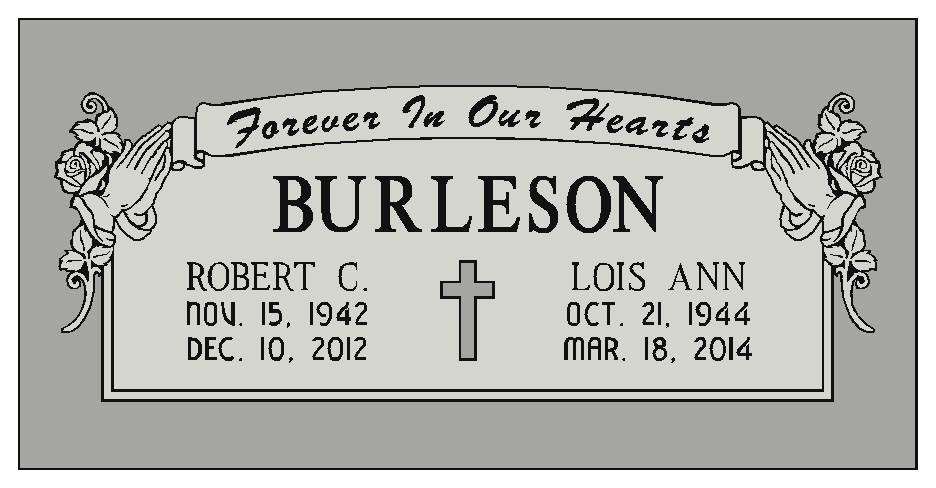 Burleson Monuments, Double Interment Grave Marker Designs, www.burlesonmonuments.com